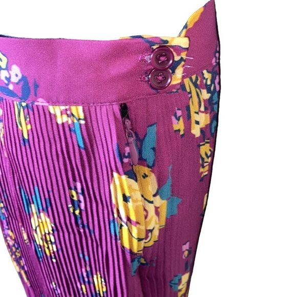 ModCloth skirt accordion plisse pleat floral purple bloomcore medium fairy - Picture 5 of 6